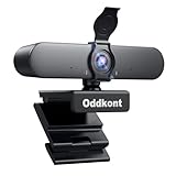 oddkont Full HD 1080P Webcam mit Mikrofon & Objektivabdeckung, USB Webcam für PC,Automatische...