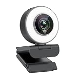 Webcam für Game-Streaming 1080p/eingebauter Einstellbarer Ringlicht/Autofokus (AF) Streamer Webcam...