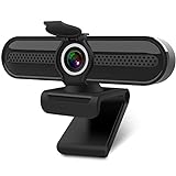 VIZOLINK Webcam mit Mikrofon, Full-HD 1080P, Autofokus, 90°Sichtfeld, Klarer Stereo-Sound,...