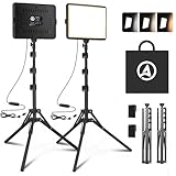 Video Licht Set, 2-Pack 25x20 cm 15 W LED Studio Fotolicht, Dimmbares 2800–6500K Kamera Licht für...