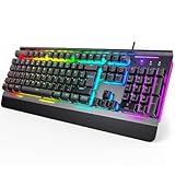 TECKNET RGB Gaming Tastatur für PC, Membran Tastatur mit 105 Tasten, Vollmetall-Pane,...