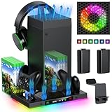 Automatischer Lüfter und Ladestation für die Xbox Series X Konsole mit 15 Lichtmodi, kabelloser...